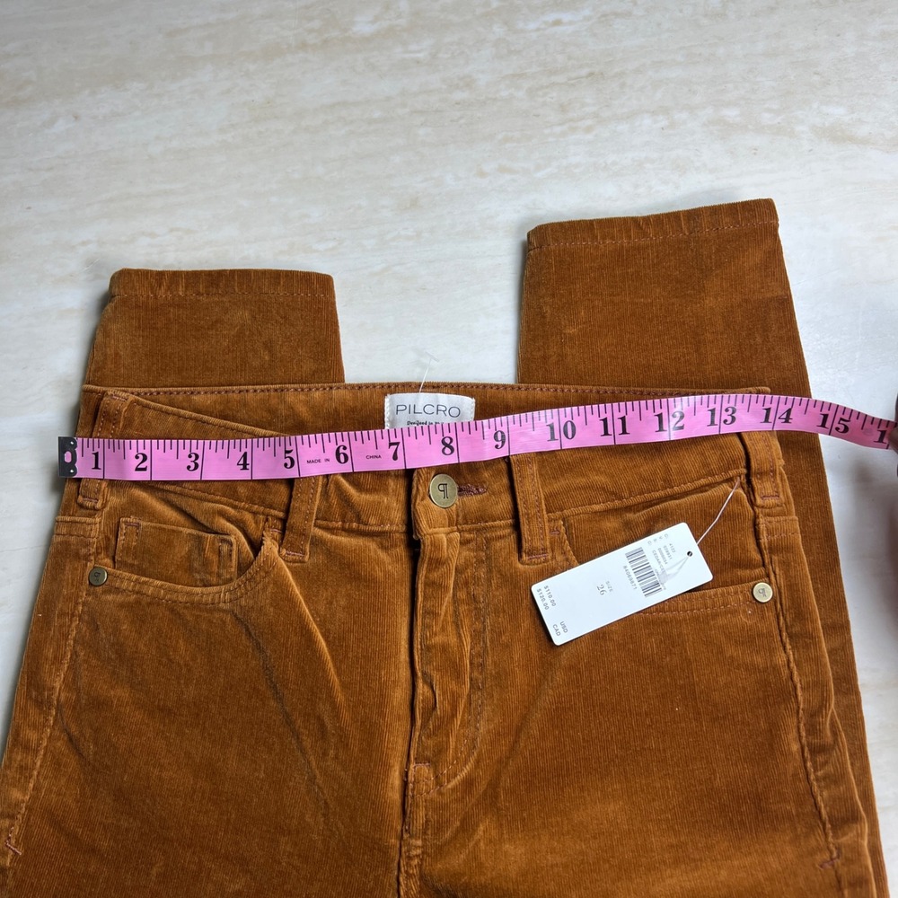 Anthropologie Pilcro High-Rise Skinny Corduroy Pants Cedar Gold Size 26 NWT - Picture 11 of 14